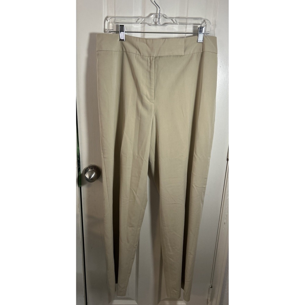 CASUAL CORNER ANNEX Pants Women 14 Tan Beige Linen Lined Wide Leg Trouser